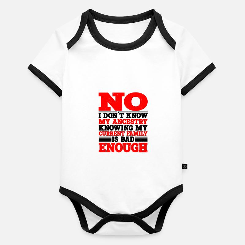Non, je ne connais pas mon ascendance 1 Body Bébé bio contrasté manches courtes