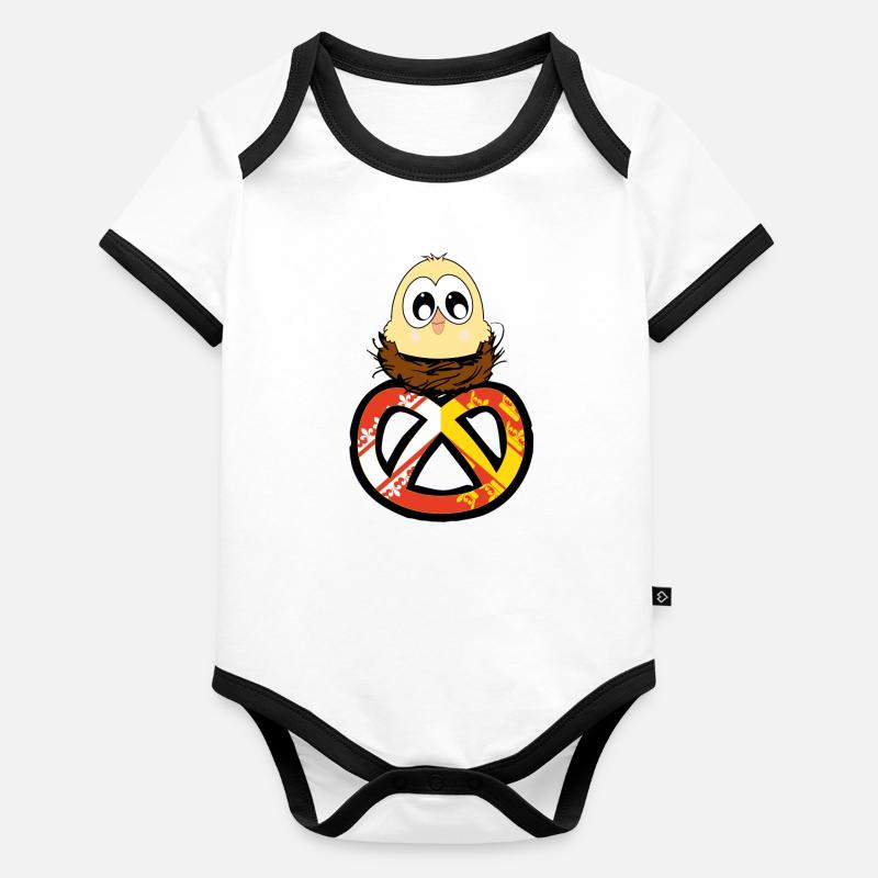 Alsace Poussin Body Bébé bio contrasté manches courtes