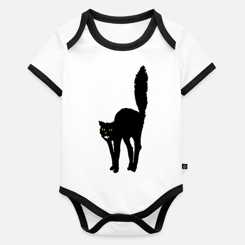 Bas les pattes! Chat noir Symbole d’Halloween Body Bébé bio contrasté manches courtes