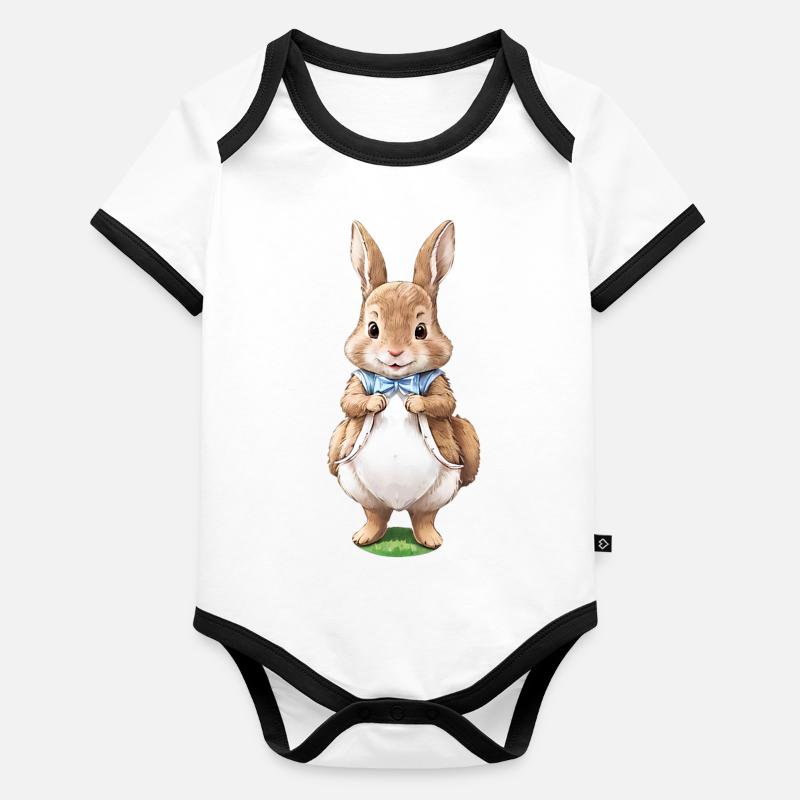 Mignon Lapin Marron 5 Body Bébé bio contrasté manches courtes