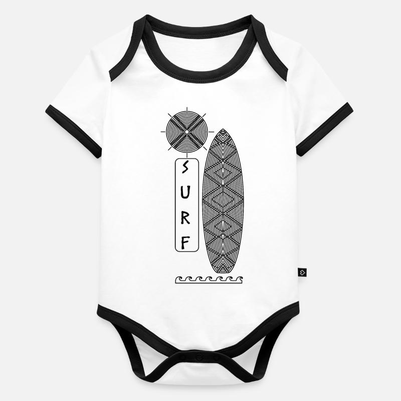 Surfen in der Sonne (Schwarz, Monochrom) Baby Bio-Kurzarm-Kontrastbody