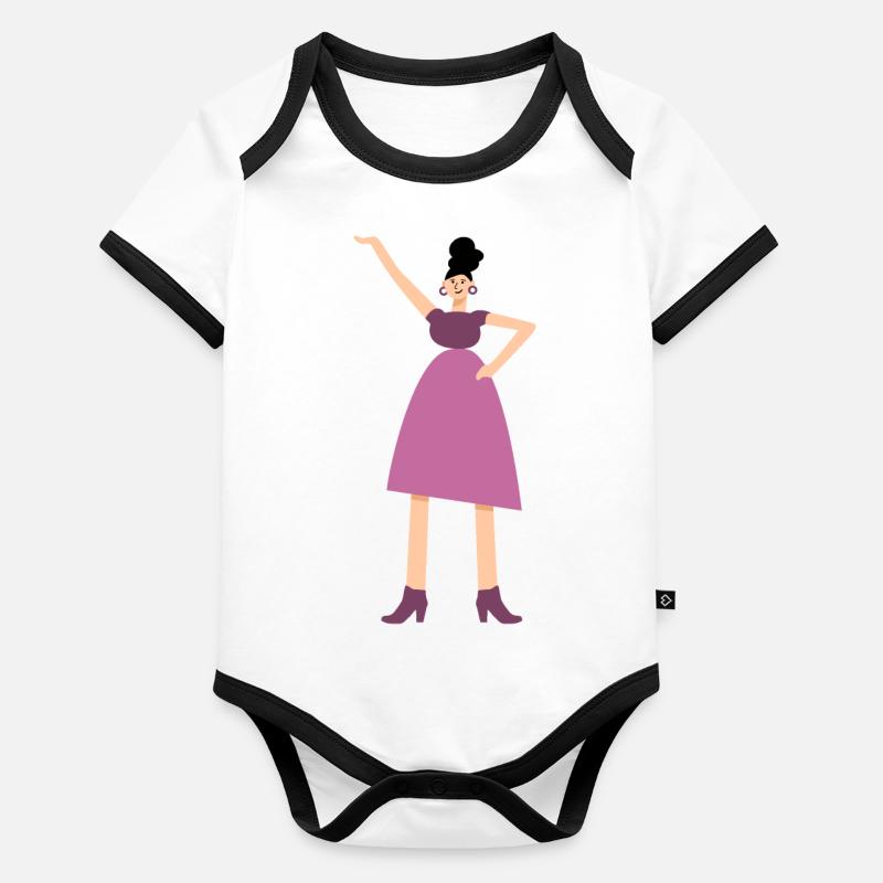 Femme en robe rose Body Bébé bio contrasté manches courtes
