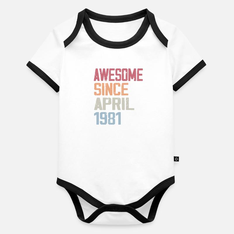 Les Légendes Sont Nées En Avril 1981 Body Bébé bio contrasté manches courtes
