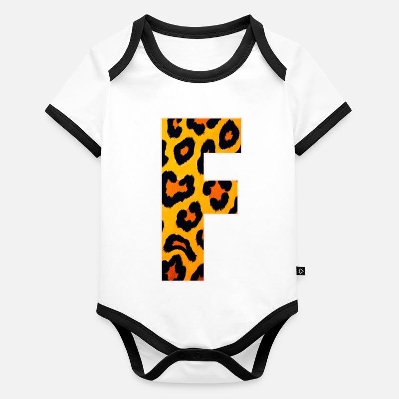 Motif orange de feu effet léopard Body Bébé bio contrasté manches courtes