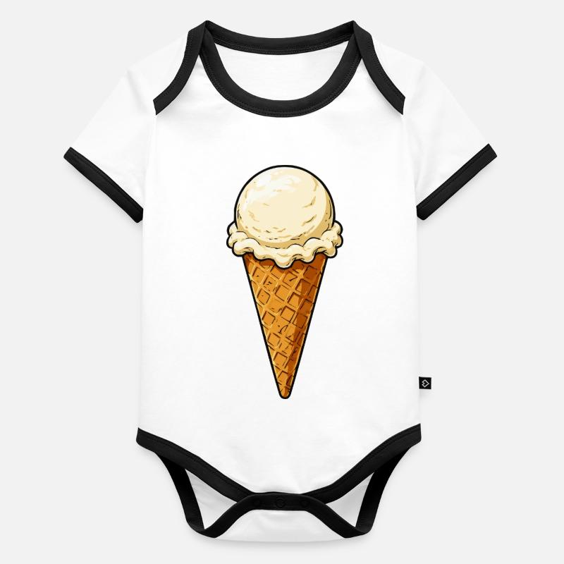 Une cuillère de glace à la vanille Body Bébé bio contrasté manches courtes