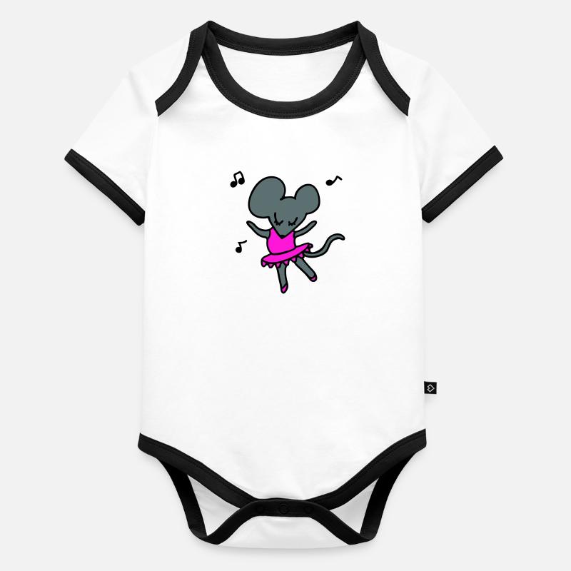 Ballet Mouse 3 Organic Baby Contrasting Bodysuit