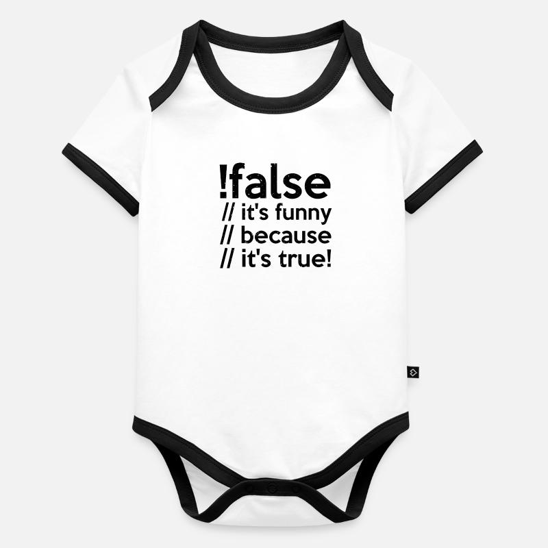 Programmeur faux vrai Code étudiant informaticien Body Bébé bio contrasté manches courtes