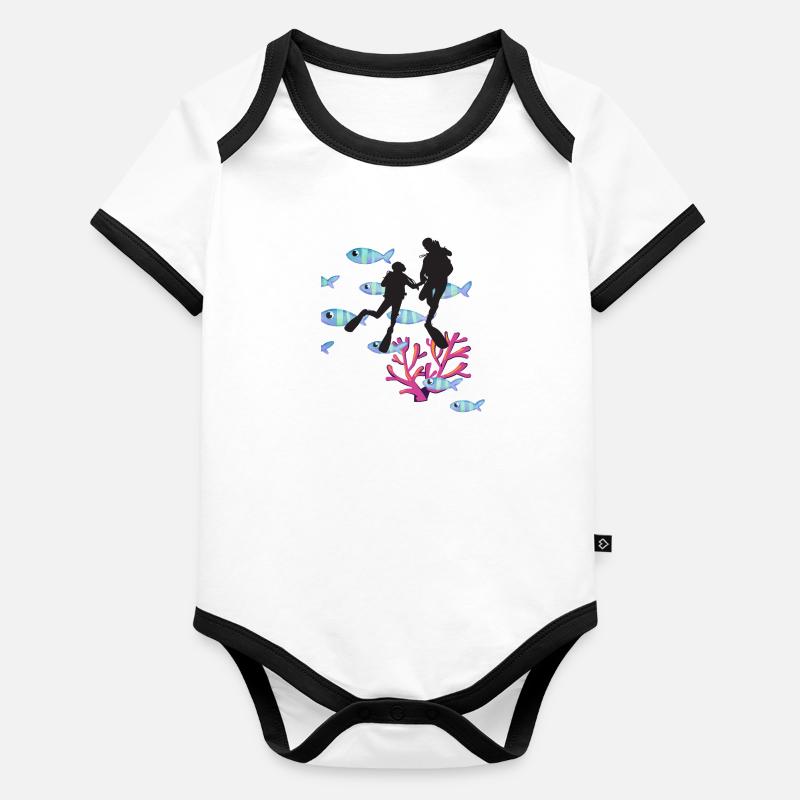 Diver Flagge Tauchen Unter Wasser Geschenk T-Shirt Baby Bio-Kurzarm-Kontrastbody