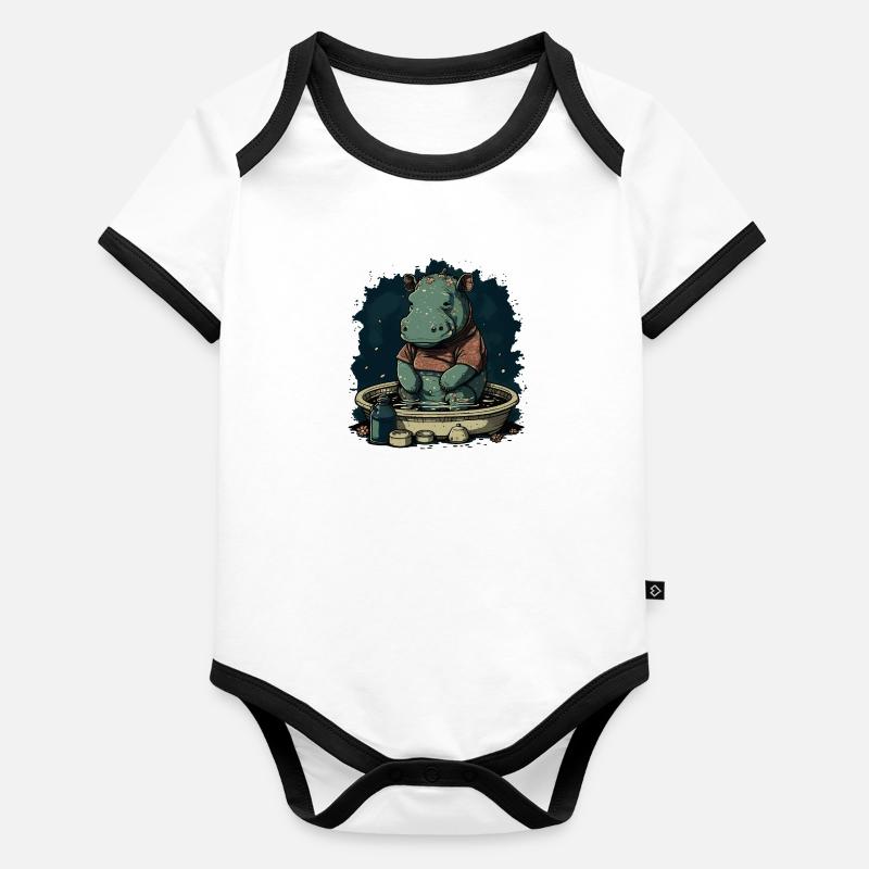 hippo 4 Body Bébé bio contrasté manches courtes