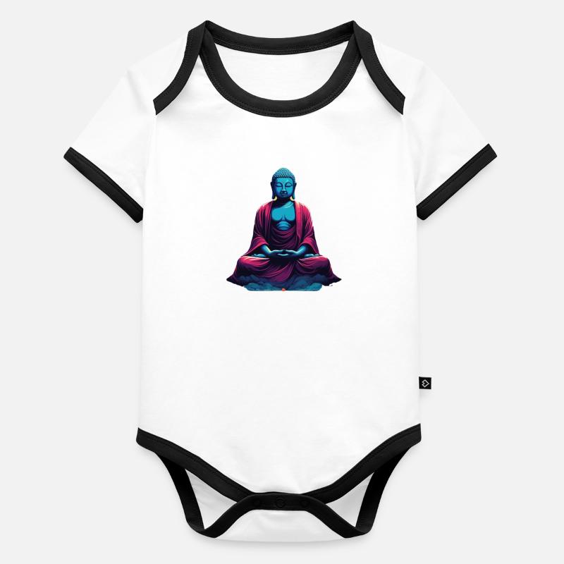 Blue Buddha in meditation contemplation duality Organic Baby Contrasting Bodysuit