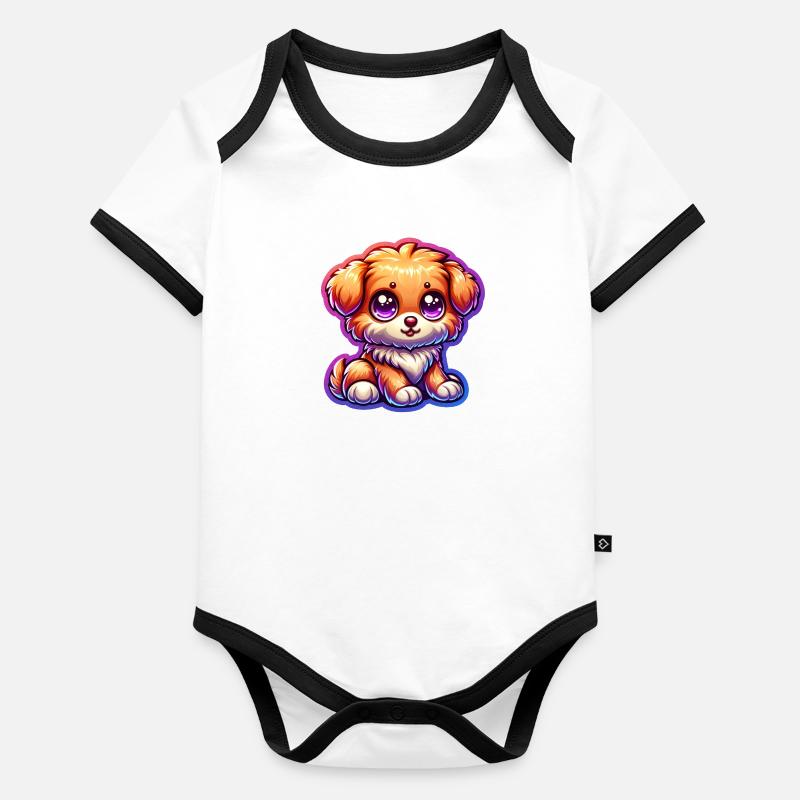 chien mignon Body Bébé bio contrasté manches courtes