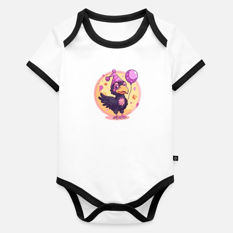 Corbeau corbeau oiseau anniversaire bébé Body Bébé bio contrasté manches courtes