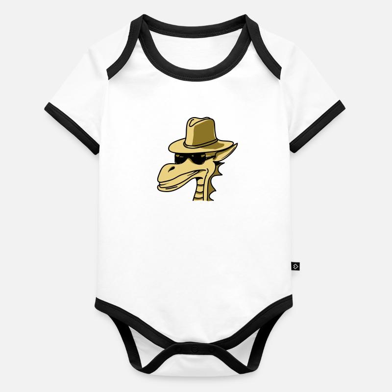 Dragon Hat sunglasses cool comic book design Organic Baby Contrasting Bodysuit