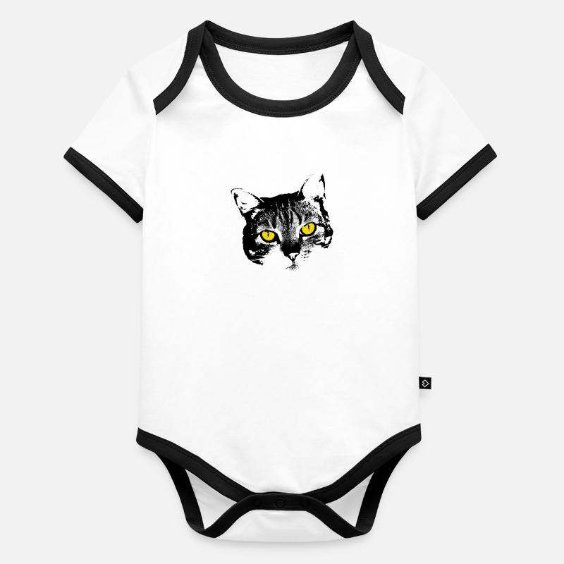 Chat Body Bébé bio contrasté manches courtes