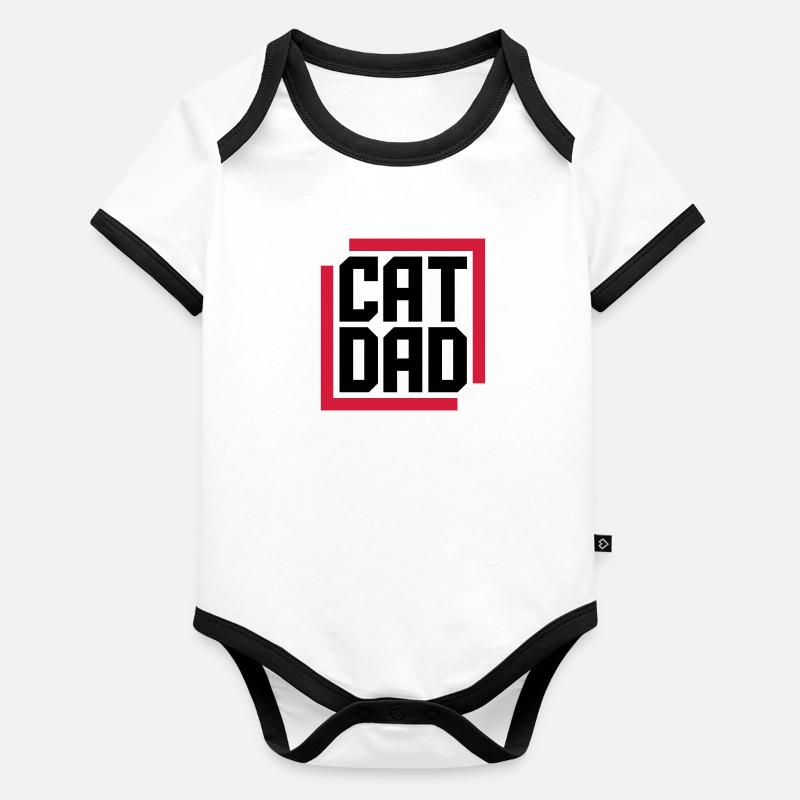 Cat Dad Logo Design Organic Baby Contrasting Bodysuit