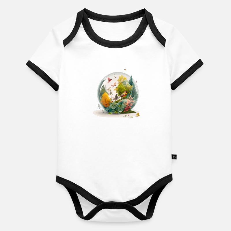 The miniature drill Organic Baby Contrasting Bodysuit