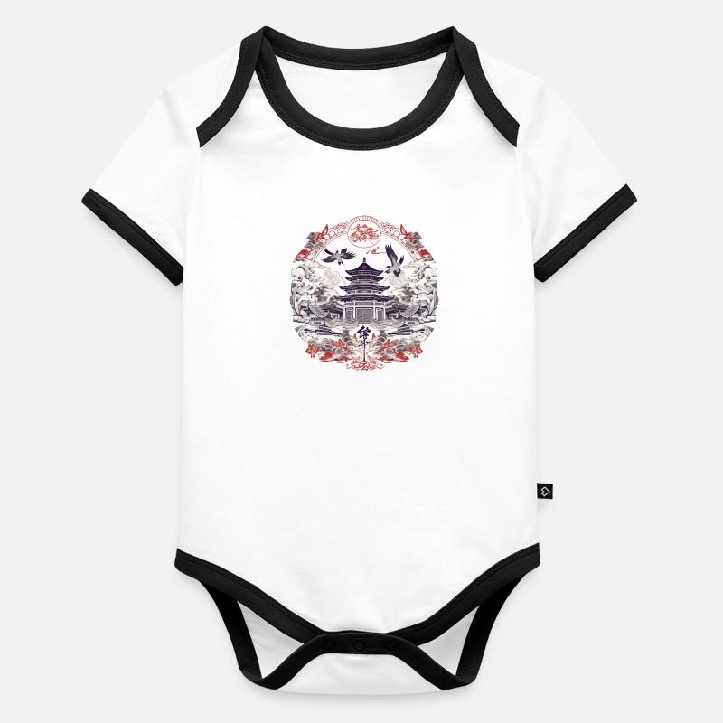 Folklore chinois Body Bébé bio contrasté manches courtes
