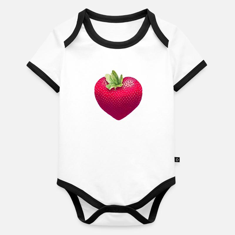 Fraise Body Bébé bio contrasté manches courtes
