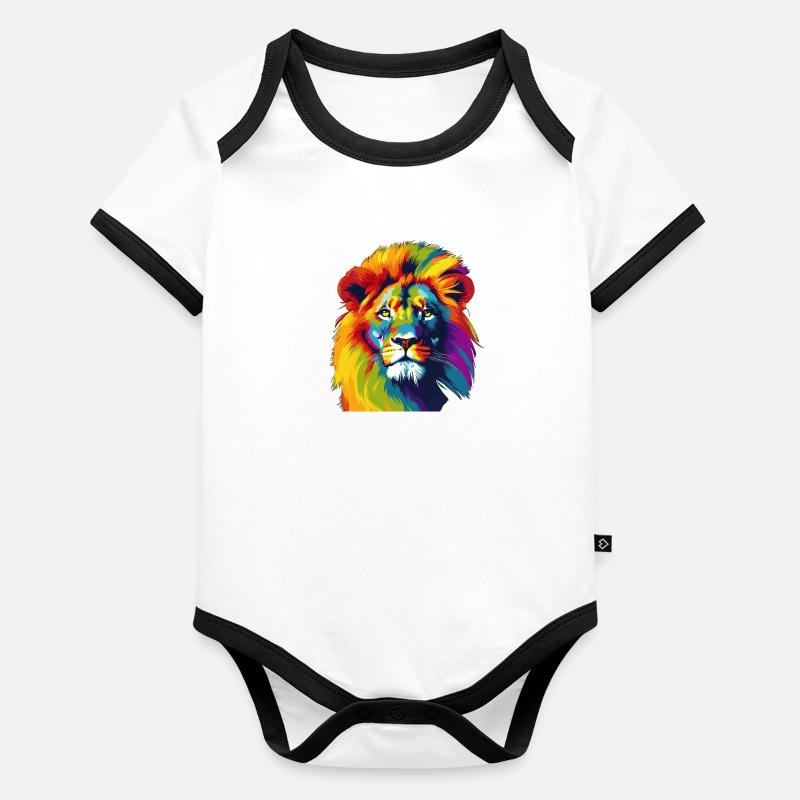 Lion couleurs néon fluorescent brillant Body Bébé bio contrasté manches courtes