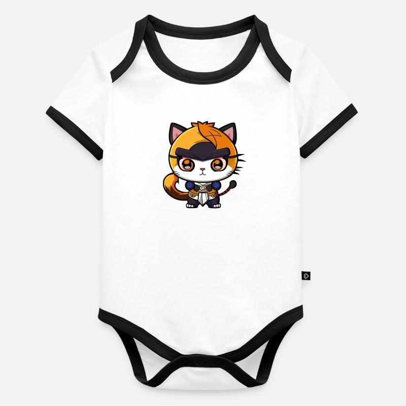 Ninja Cat Kung Fu Kitty Body Bébé bio contrasté manches courtes