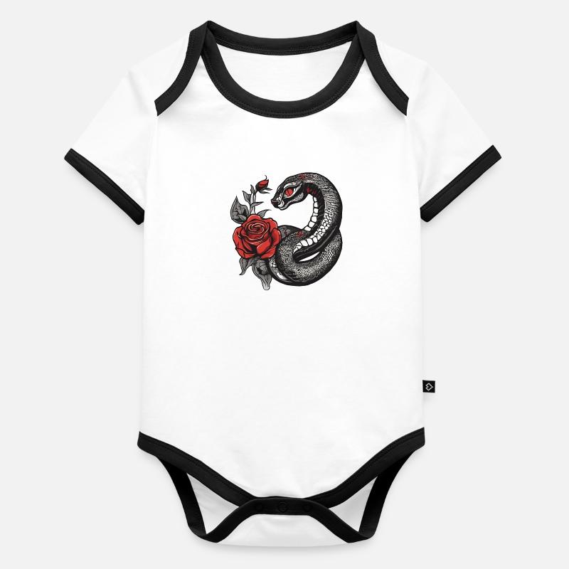Serpent Body Bébé bio contrasté manches courtes