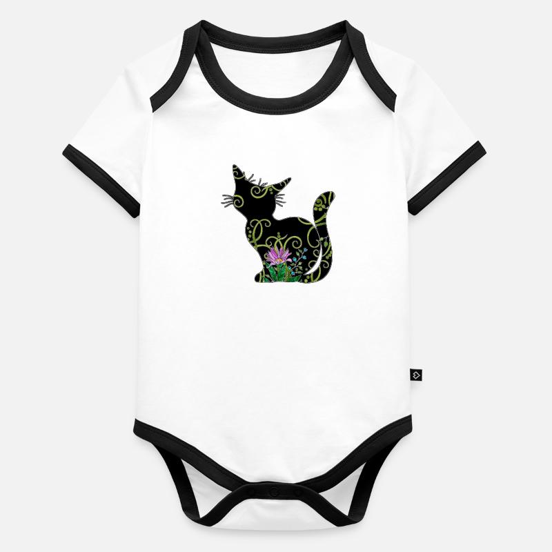 Chat Body Bébé bio contrasté manches courtes