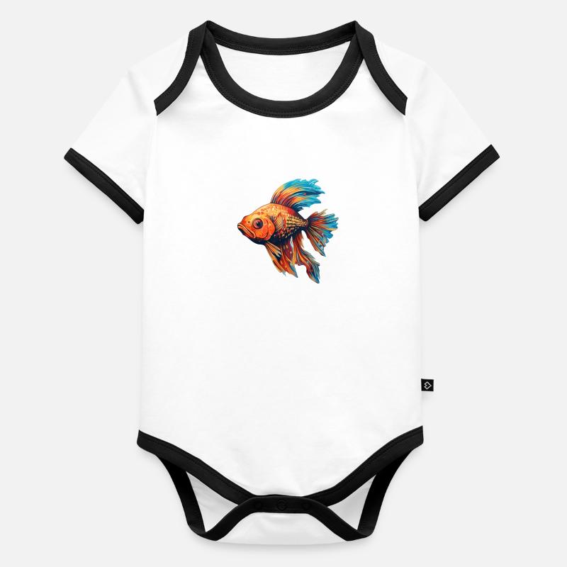 Fisch bunt Baby Bio-Kurzarm-Kontrastbody