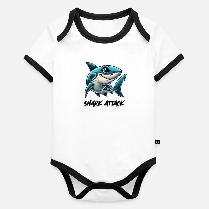 Bande dessinée requin Body Bébé bio contrasté manches courtes