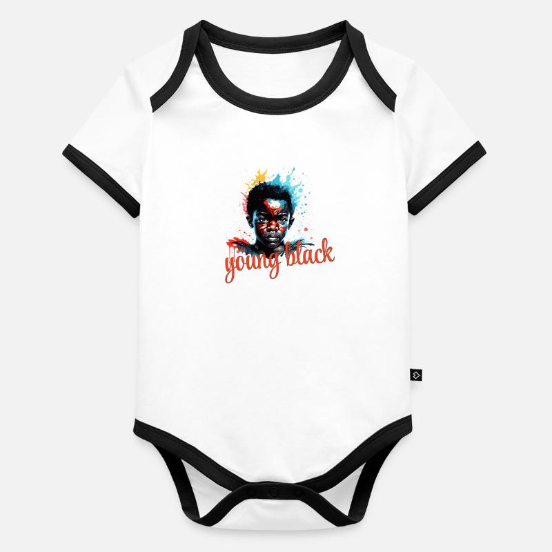 Junger Schwarzer Baby Bio-Kurzarm-Kontrastbody