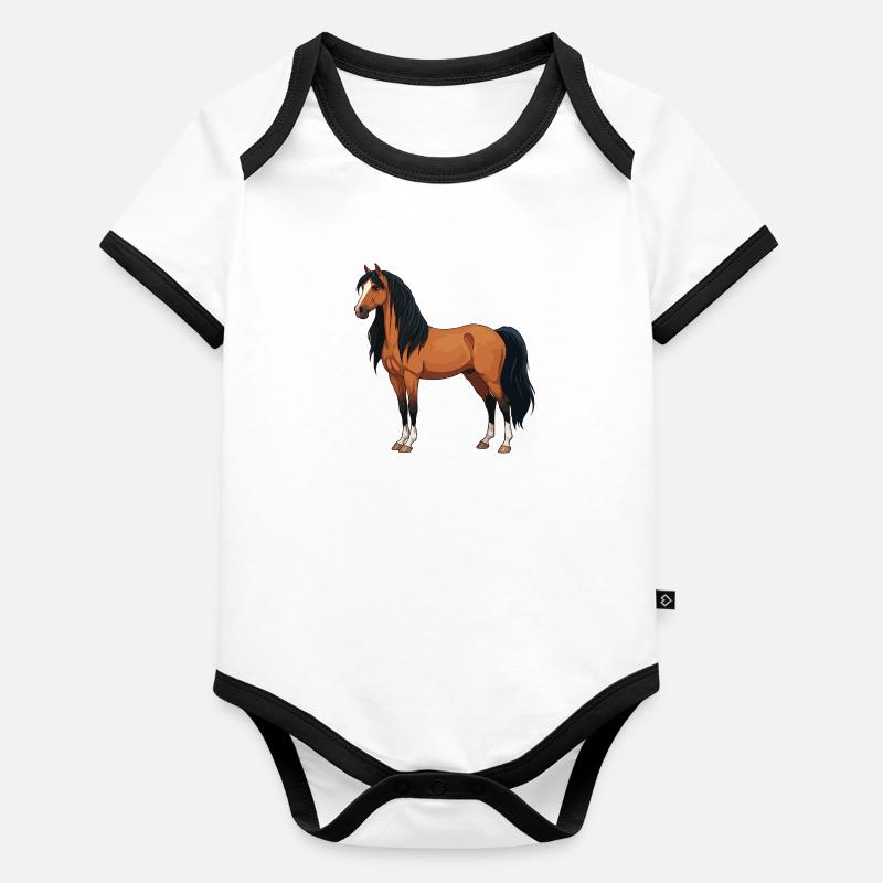 Le cheval de Méren réel Body Bébé bio contrasté manches courtes