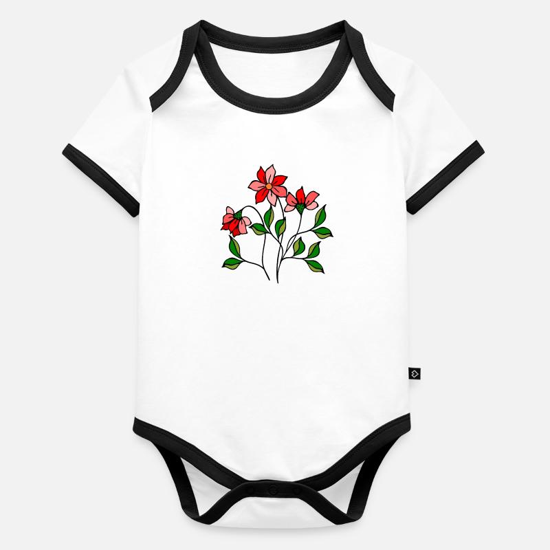 Fleur Body Bébé bio contrasté manches courtes
