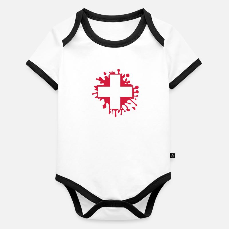 schweiz Baby Bio-Kurzarm-Kontrastbody