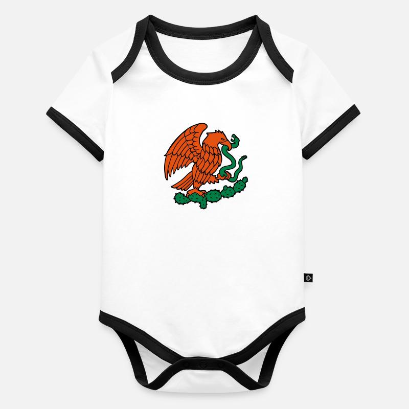mexico aigle serpent cactus Mexique mexicain Body Bébé bio contrasté manches courtes