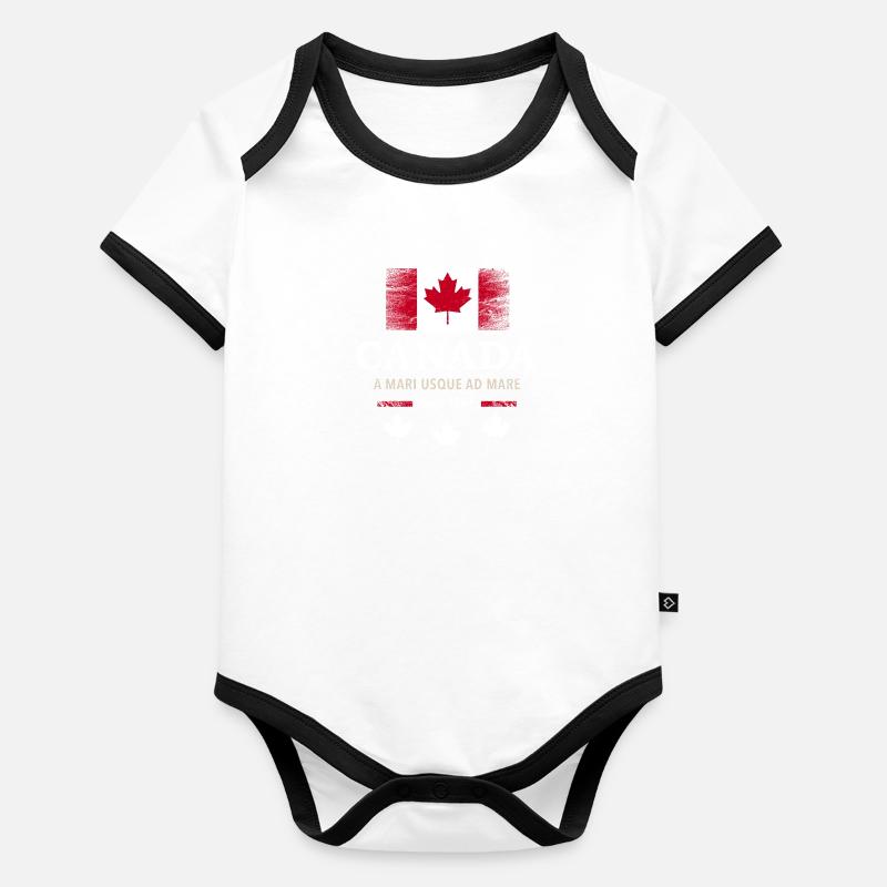 Drapeau du Canada Drapeau de la feuille d’érable de l’Amérique du Nord Body Bébé bio contrasté manches courtes