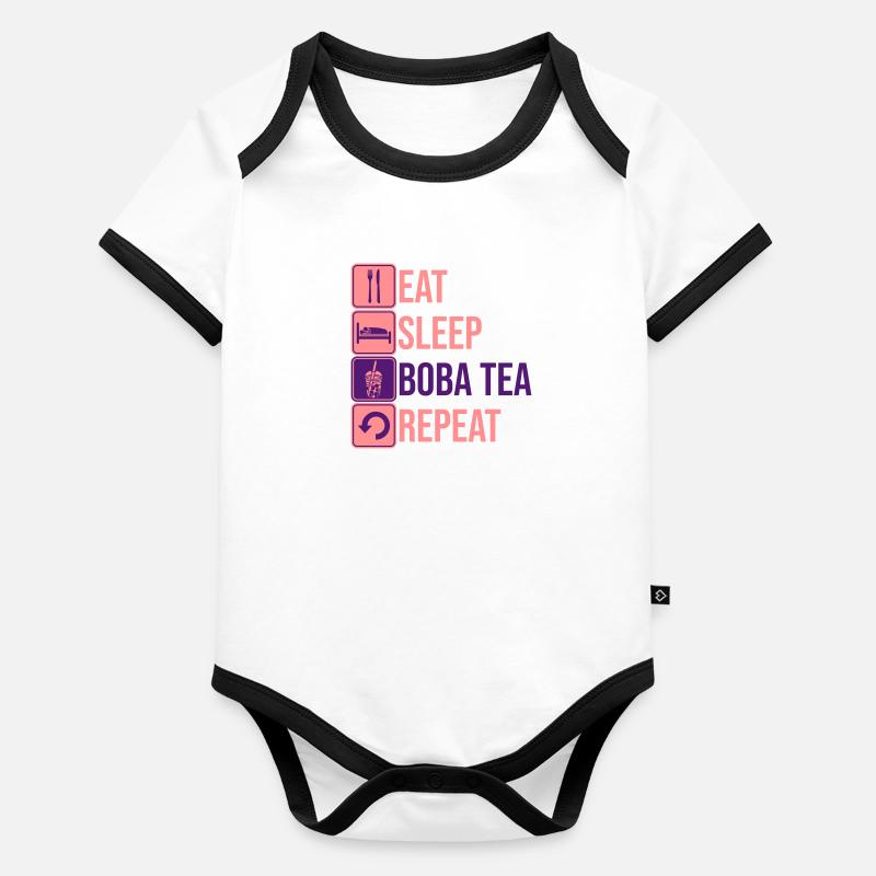 Eat Sleep Boba Tea Organic Baby Contrasting Bodysuit
