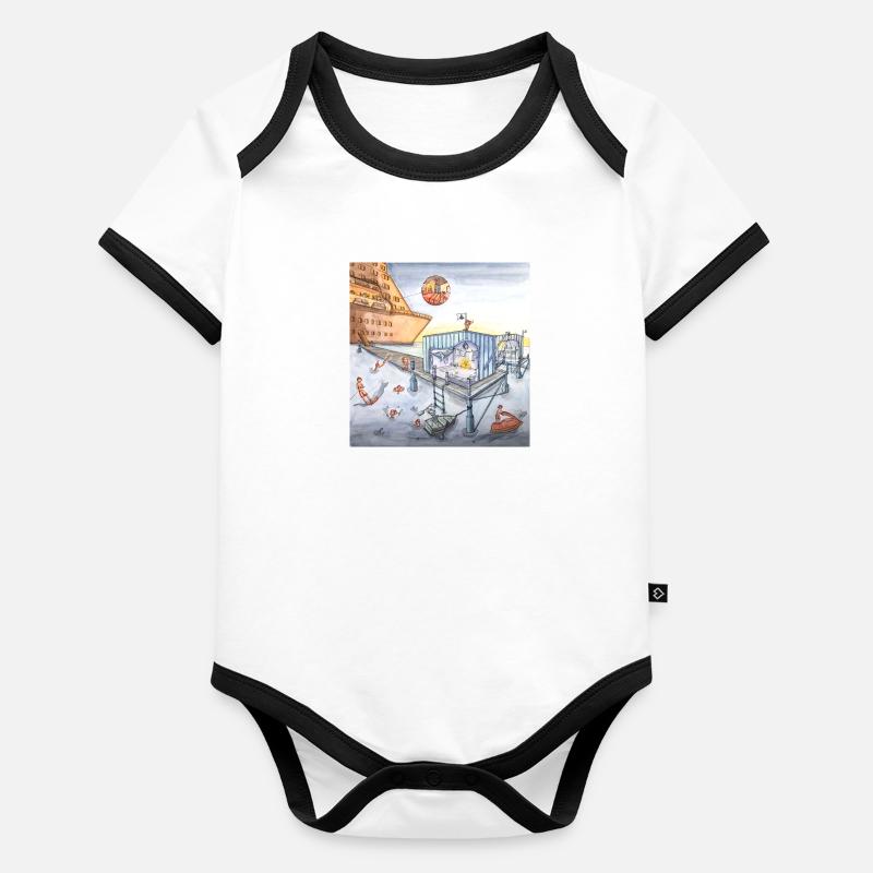 Maison de pêcheur Body Bébé bio contrasté manches courtes