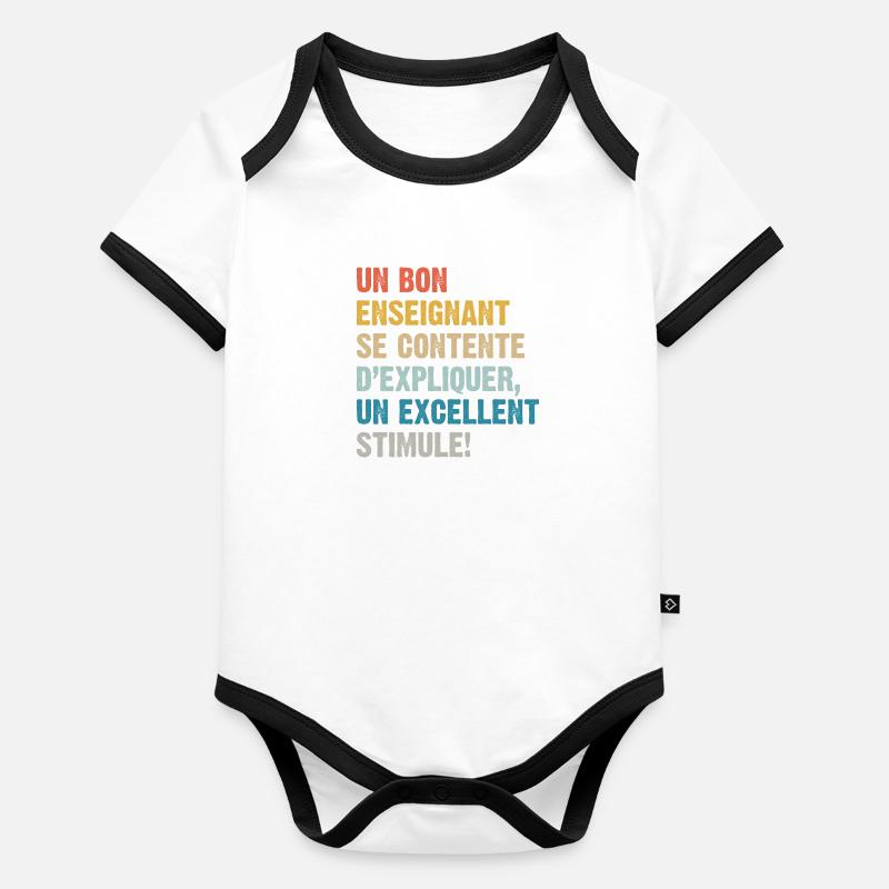 Un bon enseignant Body Bébé bio contrasté manches courtes