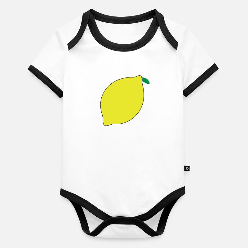 Zitrone Illustration Geschenkidee Baby Bio-Kurzarm-Kontrastbody