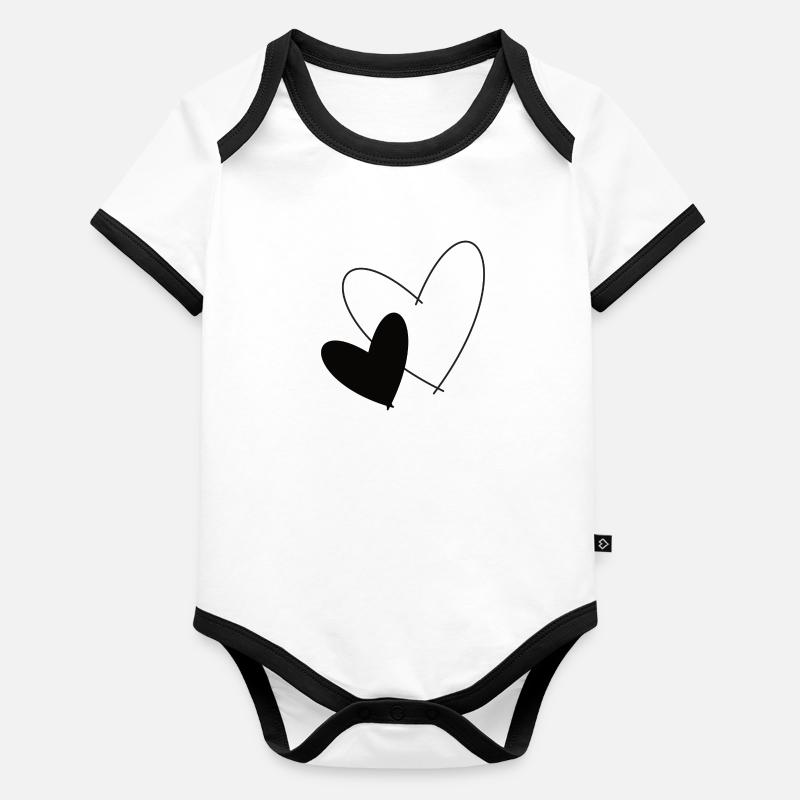 Zwei Herzen Baby Bio-Kurzarm-Kontrastbody
