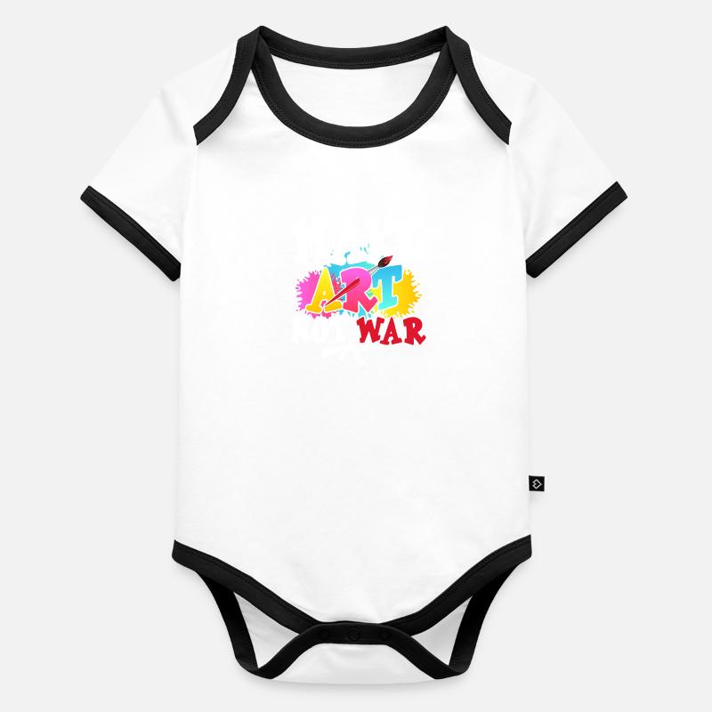 Make Art Not War Education Professeur d’art Body Bébé bio contrasté manches courtes