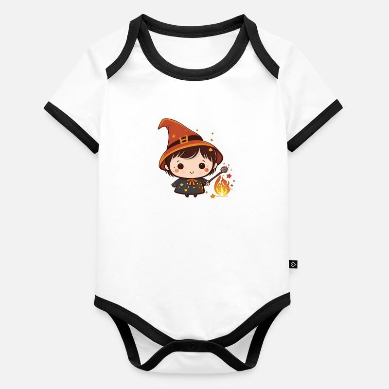 Cher petit magicien conjure avec le feu! Body Bébé bio contrasté manches courtes