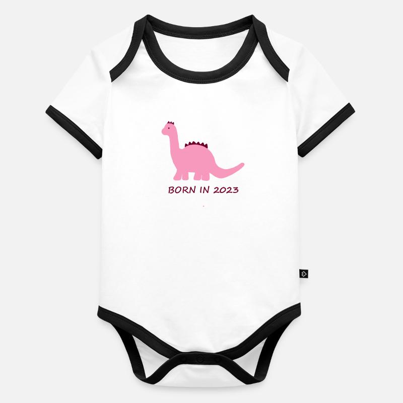 Dino pink Baby Bio-Kurzarm-Kontrastbody