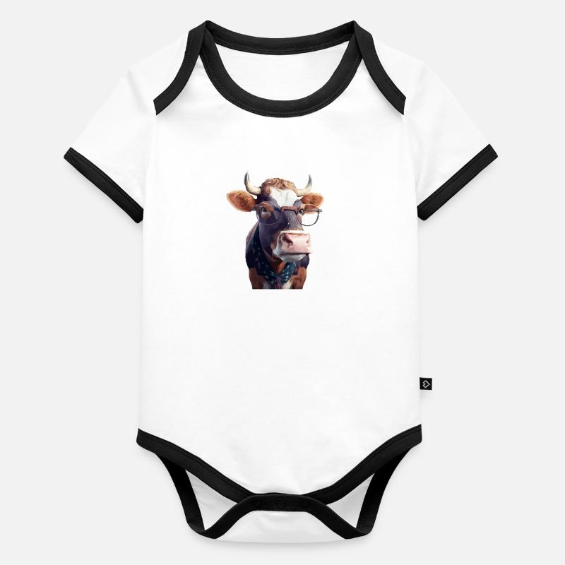 Madame la vache Body Bébé bio contrasté manches courtes
