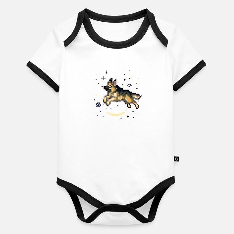 german shepard Baby Bio-Kurzarm-Kontrastbody