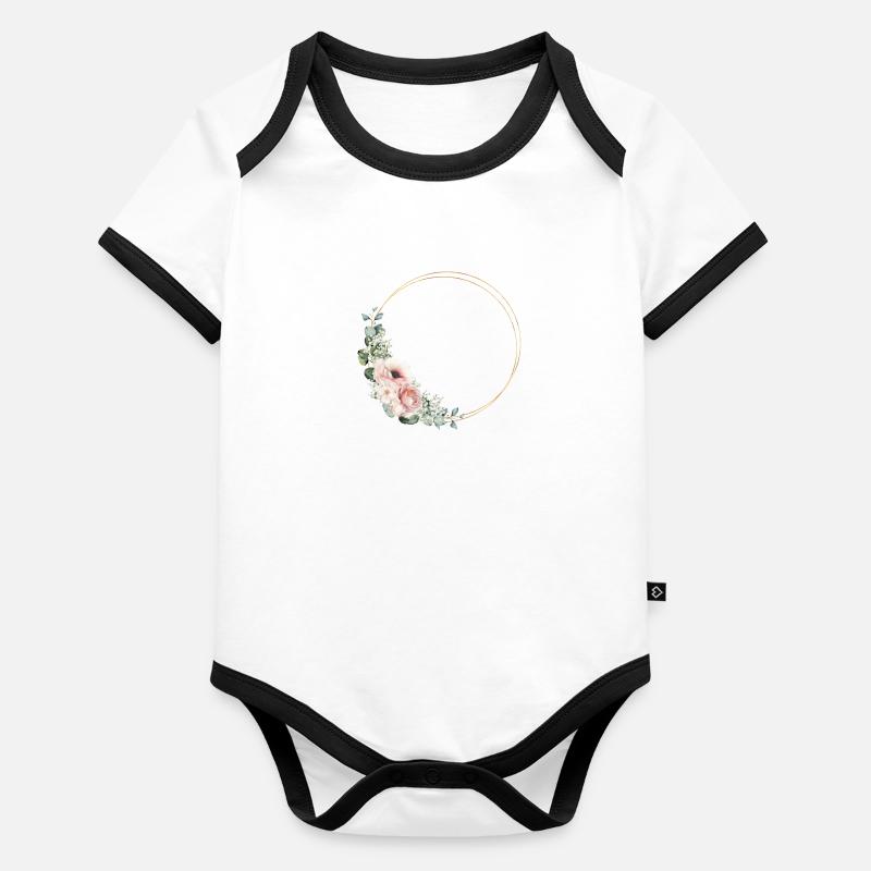 Euaclyptus, Pastel Floral Boho personnalisable Body Bébé bio contrasté manches courtes