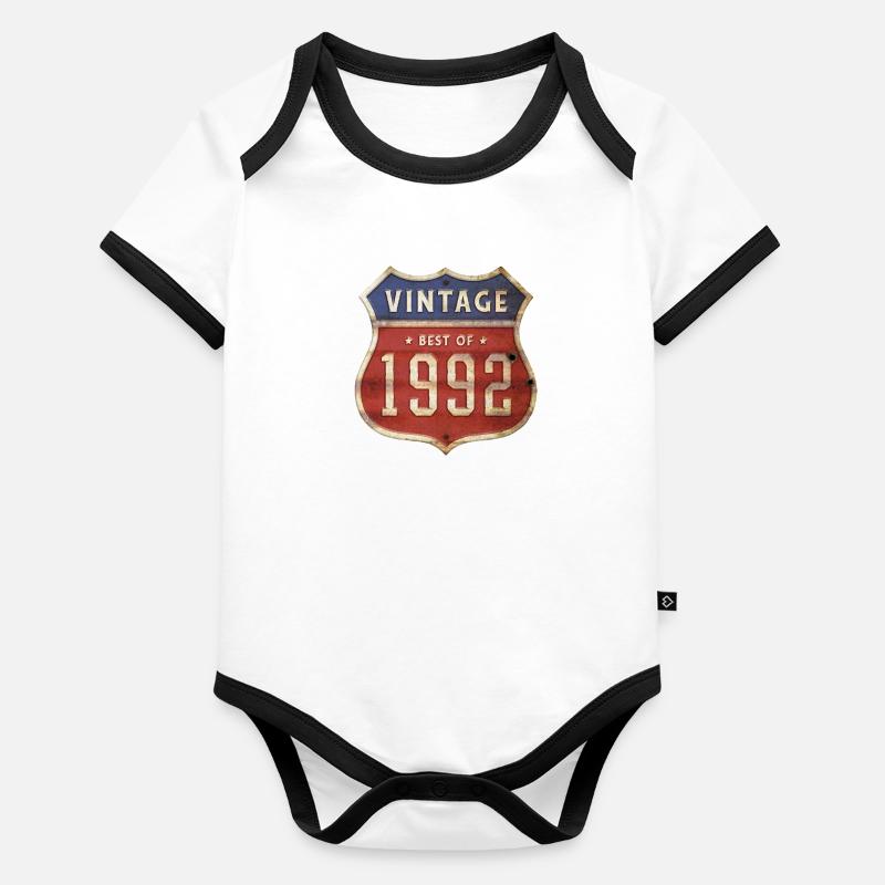 32 ans Millésime 1992 Edition Limitée 32ème Body Bébé bio contrasté manches courtes