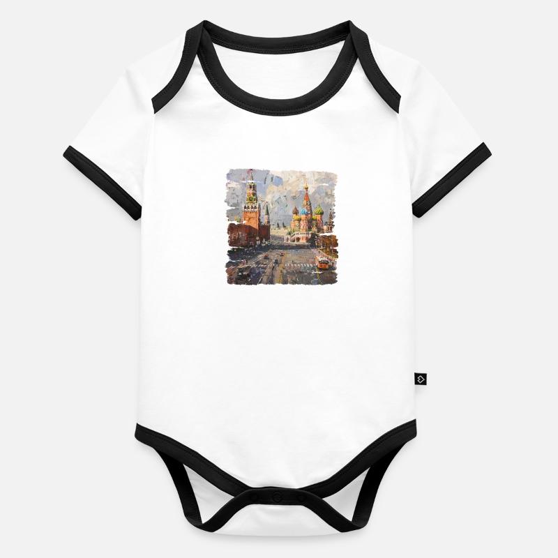 Red Square in Moscow Organic Baby Contrasting Bodysuit