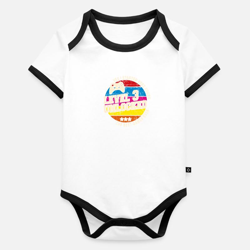 Original 2021 Vintage Niveau 3 Débloquer Body Bébé bio contrasté manches courtes