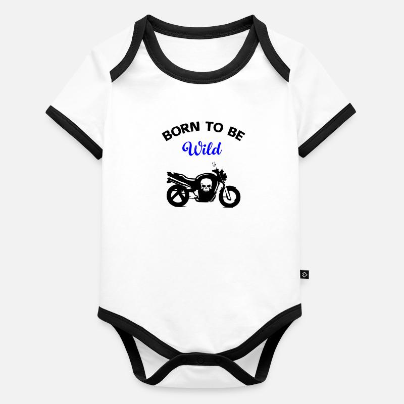 motocyclette Body Bébé bio contrasté manches courtes
