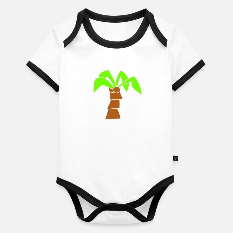 Palm Tree Island Tree Beach Holiday Coconut Sea Cool Organic Baby Contrasting Bodysuit